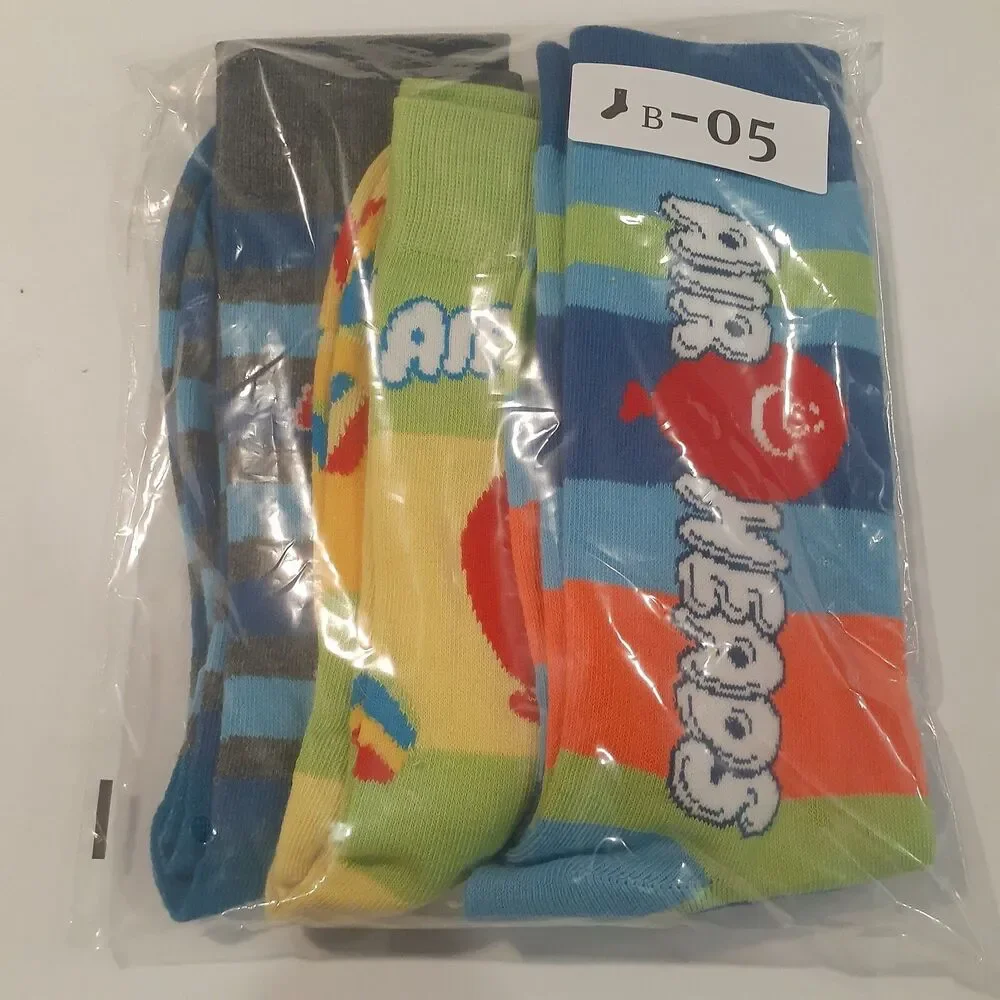Airheads Candy Food Novelty Striped Mens 3-pair Adult Size 6-12 Crew Socks NWOT